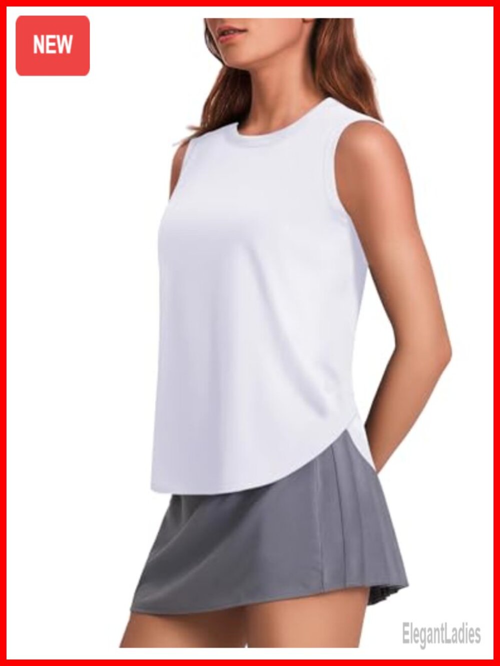 Ice Silk Workout Tank Top UPF 50+ Athletic Yoga Sleeveless Loose Fit Side Slits